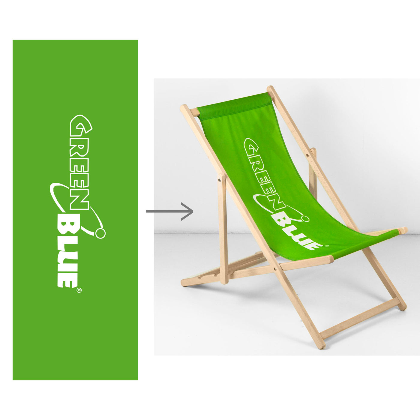 Leżak plażowy klasyczny bukowy drewniany GreenBlue GB183 z własnym nadrukiem, grafiką, logo, leżak reklamowy