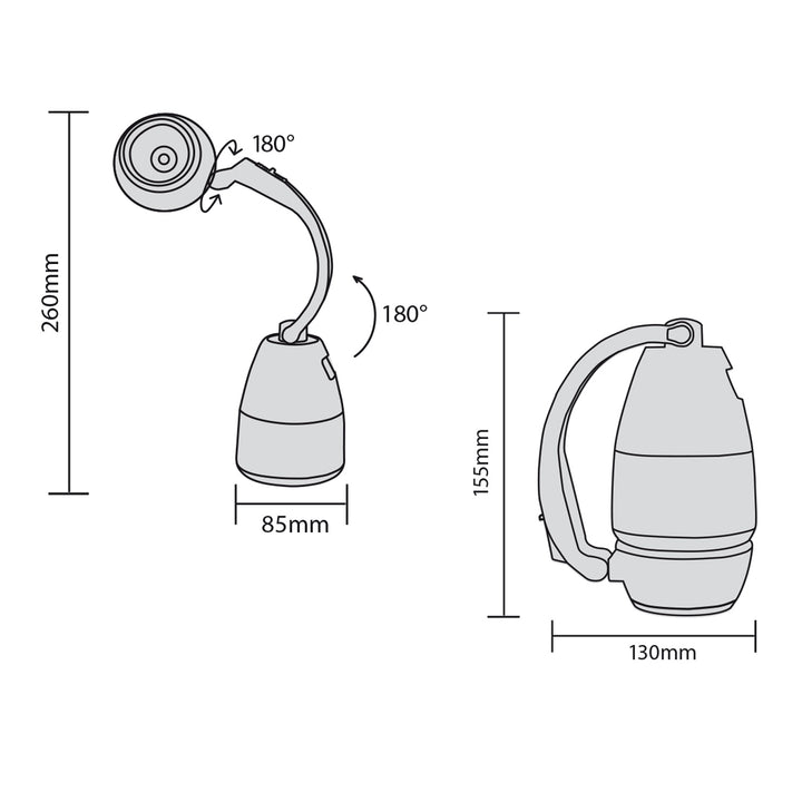 Lampa LED 3w1 Maclean, kempingowa, biurkowa, latarka, 1W, 60-200lm, Cold White 6000K, zasilanie 3xAA 1,5V, MCE294