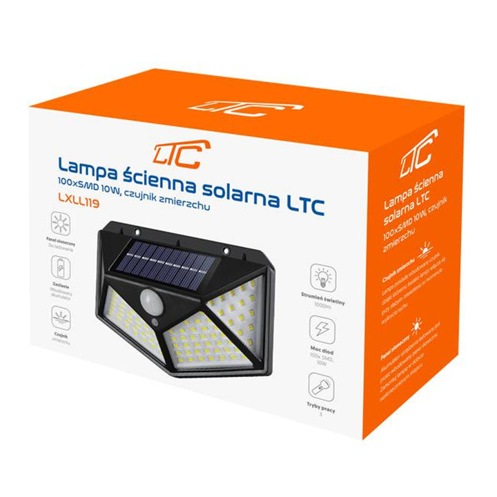 Lampa solarna ścienna z sensorem zmierzchu i ruchu LTC LXLL119