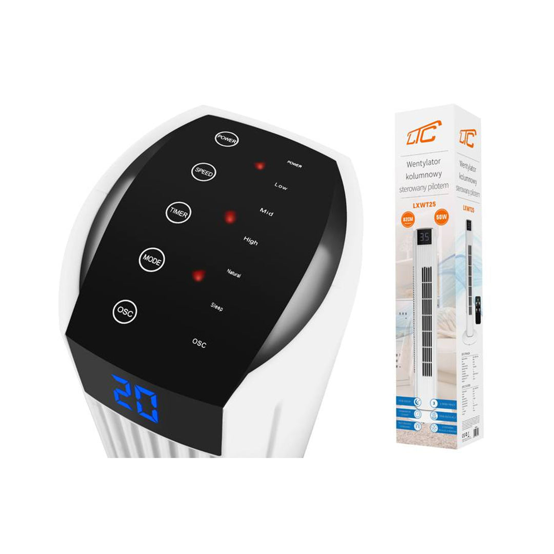 Wentylator kolumnowy 82cm 50W LCD z pilotem LTC LXWT25