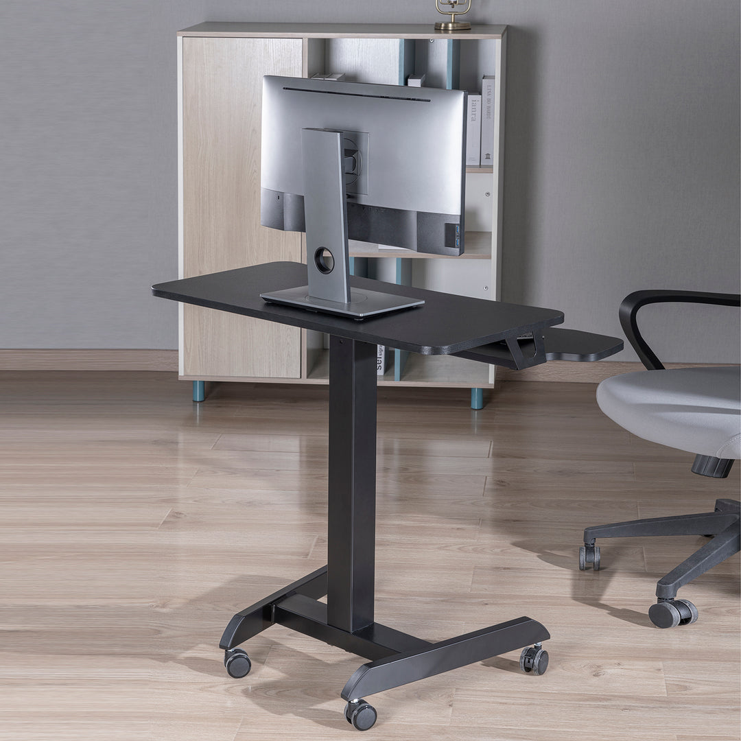 Mobilna stacja robocza z regulacją wysokości i podwójną platformą Ergo Office, do pracy w pozycji stojącej, czarne max. 8kg, max. wys. 1200mm, ER-444 B