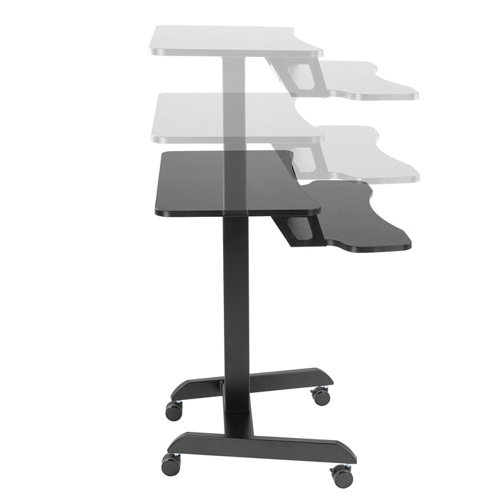 Mobilna stacja robocza z regulacją wysokości i podwójną platformą Ergo Office, do pracy w pozycji stojącej, czarne max. 8kg, max. wys. 1200mm, ER-444 B