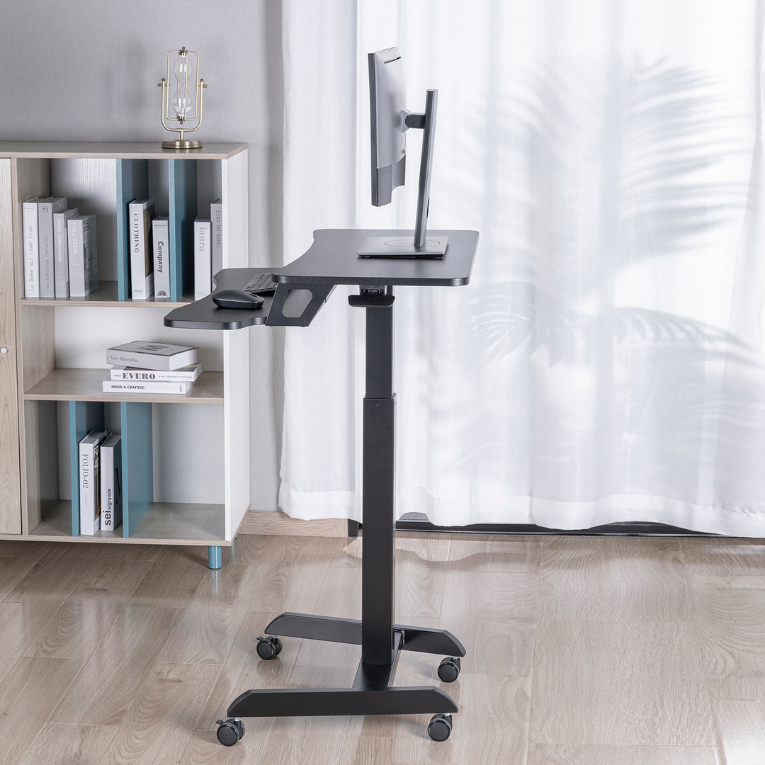 Mobilna stacja robocza z regulacją wysokości i podwójną platformą Ergo Office, do pracy w pozycji stojącej, czarne max. 8kg, max. wys. 1200mm, ER-444 B