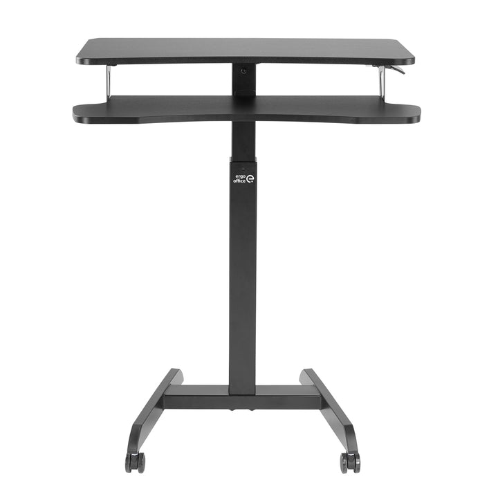 Mobilna stacja robocza z regulacją wysokości i podwójną platformą Ergo Office, do pracy w pozycji stojącej, czarne max. 8kg, max. wys. 1200mm, ER-444 B