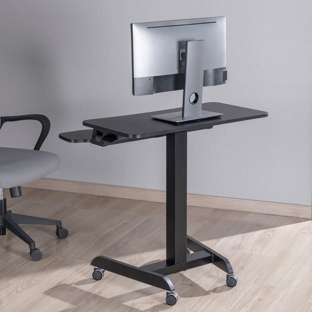 Mobilna stacja robocza z regulacją wysokości i podwójną platformą Ergo Office, do pracy w pozycji stojącej, czarne max. 8kg, max. wys. 1200mm, ER-444 B