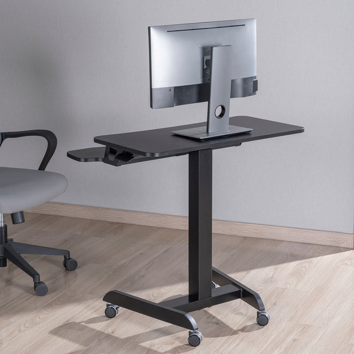 Mobilna stacja robocza z regulacją wysokości i podwójną platformą Ergo Office, do pracy w pozycji stojącej, czarne max. 8kg, max. wys. 1200mm, ER-444 B