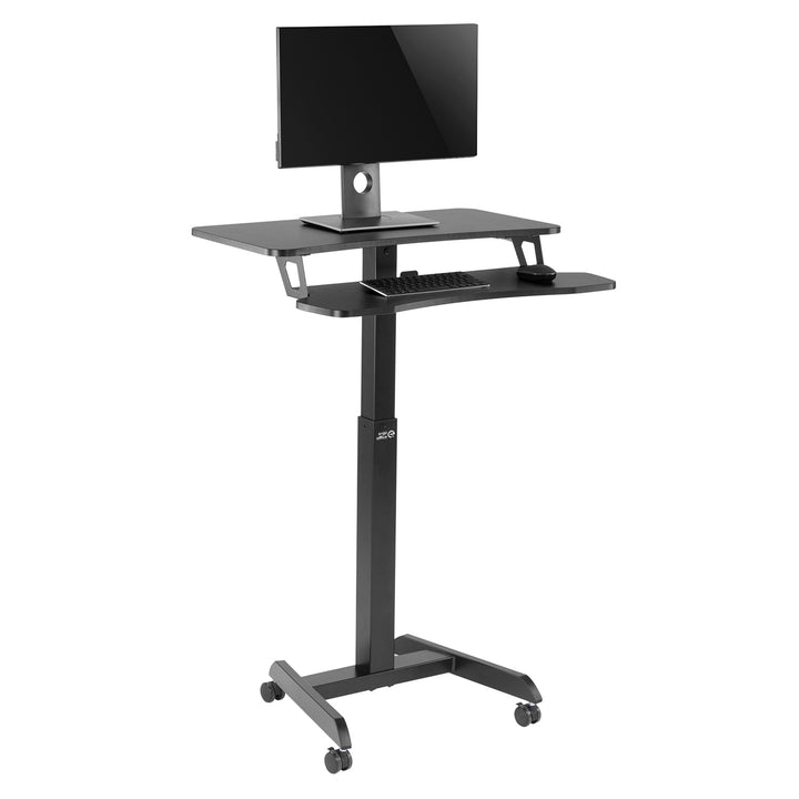 Mobilna stacja robocza z regulacją wysokości i podwójną platformą Ergo Office, do pracy w pozycji stojącej, czarne max. 8kg, max. wys. 1200mm, ER-444 B