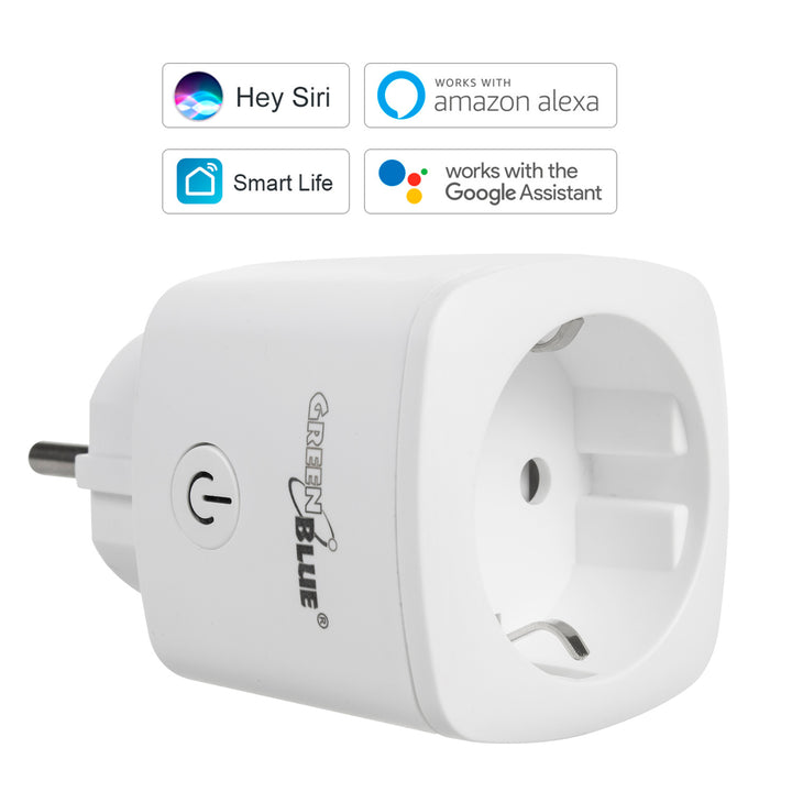 Zdalnie sterowane gniazdko WiFi GreenBlue, Android/iOS/Alexa/Google Home, zuż. energii, timer, max 3680W, typ F, GB720 F