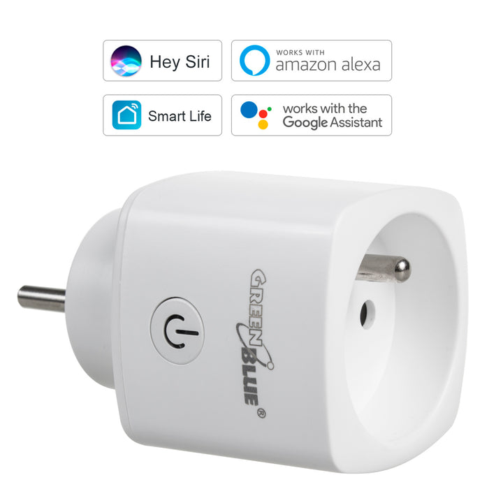 Zdalnie sterowane gniazdko WiFi GreenBlue, Android/iOS/Alexa/Google Home, zuż. energii, timer, max 3680W, typ E, GB720 E