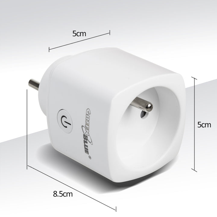 Zdalnie sterowane gniazdko WiFi GreenBlue, Android/iOS/Alexa/Google Home, zuż. energii, timer, max 3680W, typ E, GB720 E