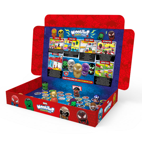 Zestaw Marvel Wooblies Collector Box skrzynka kolekcjonerska plus 4 figurki