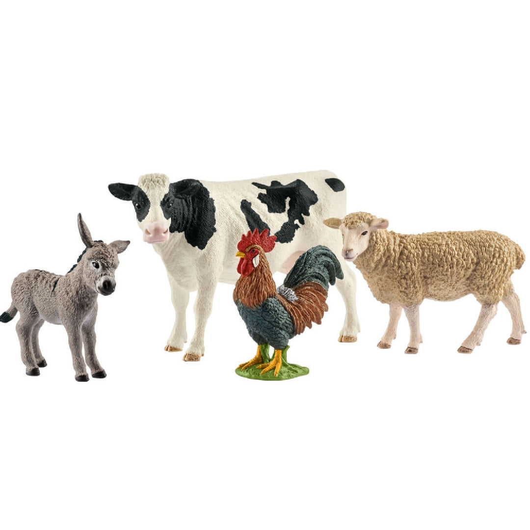 Zestaw startowy Życie na farmie Schleich Farm World 42385 - osiołek, krowa, kogut, owca