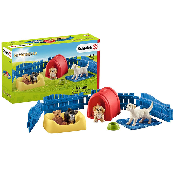 Schleich 42480 Kojec dla szczeniąt - zestaw z serii Farm World