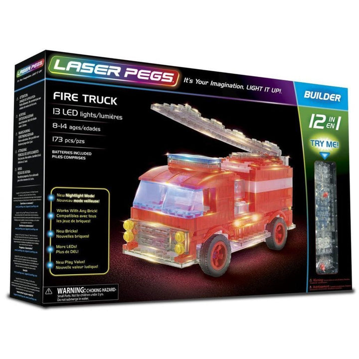 Klocki świecące LED LASER PEGS FIRE TRUCK wozy strażackie 12w1