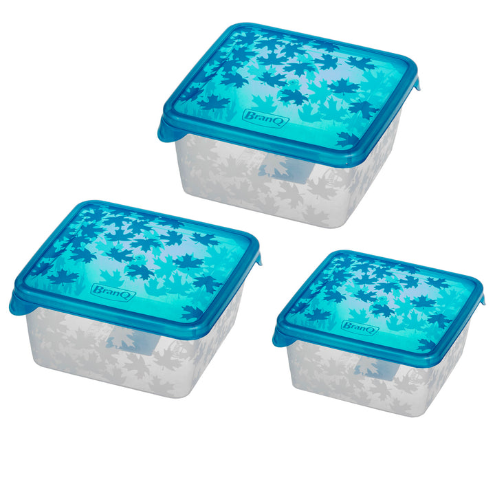 3 x Zestaw pojemników na żywność Kitchen Storage Branq Lid Fridge Random Colour 0.45l 0.75l 1.25l