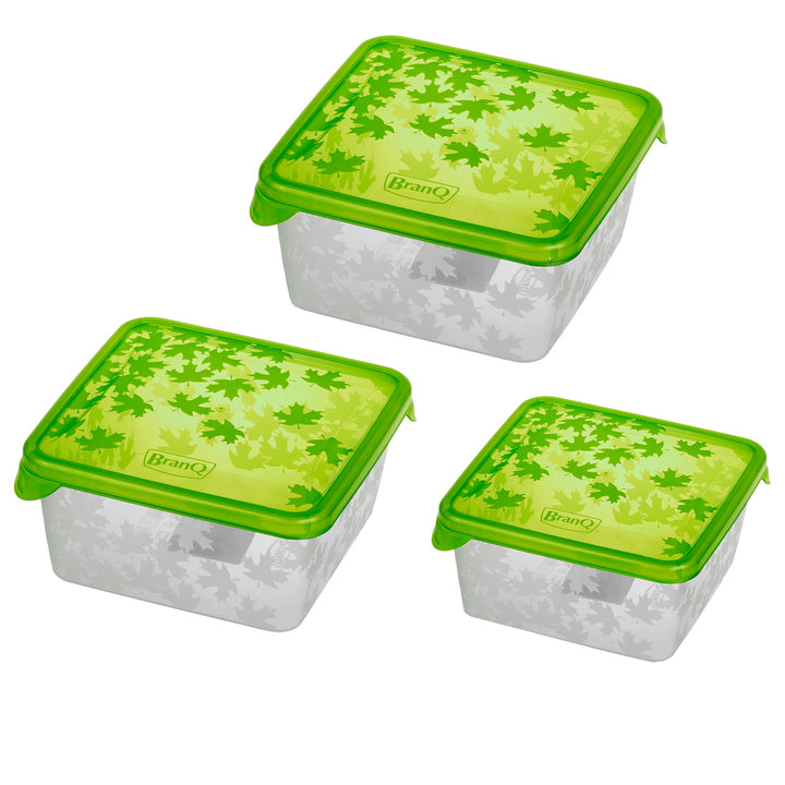 3 x Zestaw pojemników na żywność Kitchen Storage Branq Lid Fridge Random Colour 0.45l 0.75l 1.25l