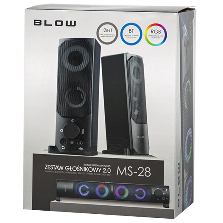 Głośniki komputerowe 2.0 soundbar Blow MS-28 wielokolorowe podświetlenie LED RGB