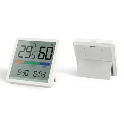 Termometr/higrometr z funkcją zegara i daty, GreenBlue, bateria CR2032, zakres temp. -9.9 st. C do +60 st. C.,GB380