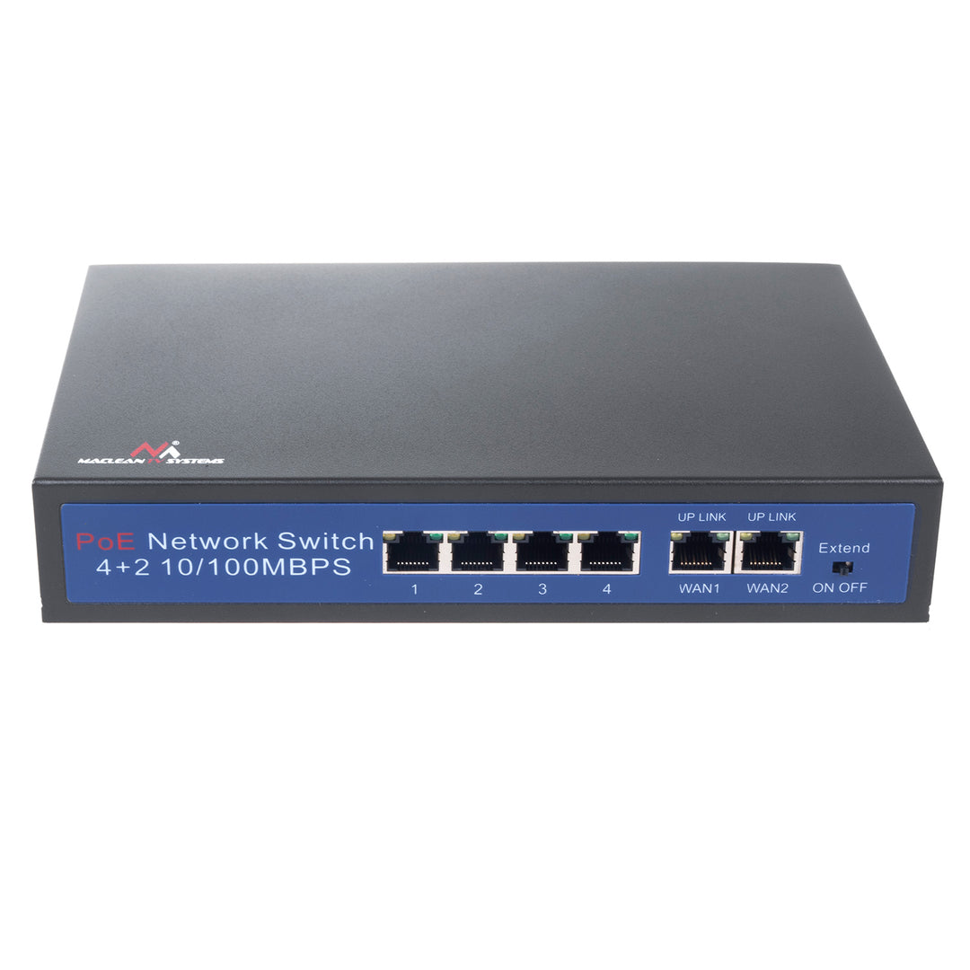 Switch PoE 6-port 10/100M do kamer IP Maclean, 60W, 4 porty PoE, IEEE 802.3af/at, MCTV-517