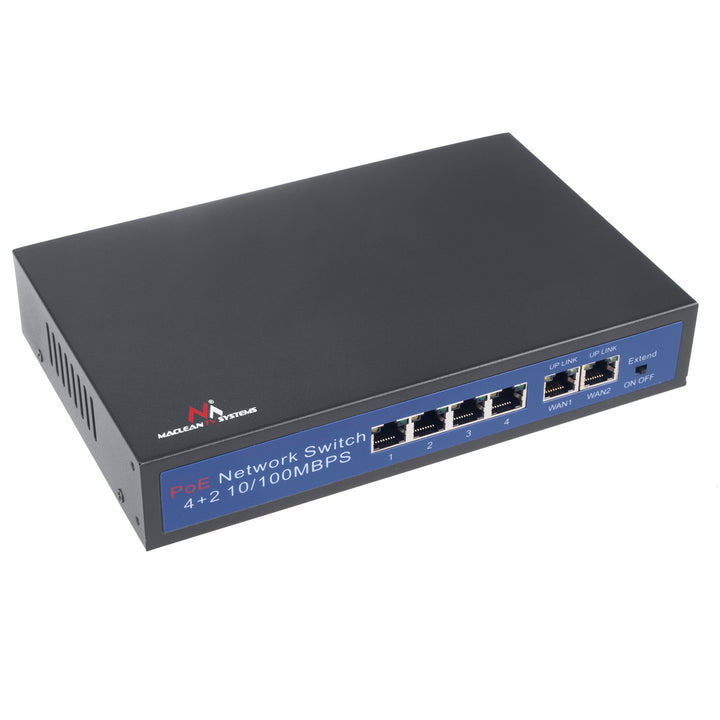 Switch PoE 6-port 10/100M do kamer IP Maclean, 60W, 4 porty PoE, IEEE 802.3af/at, MCTV-517