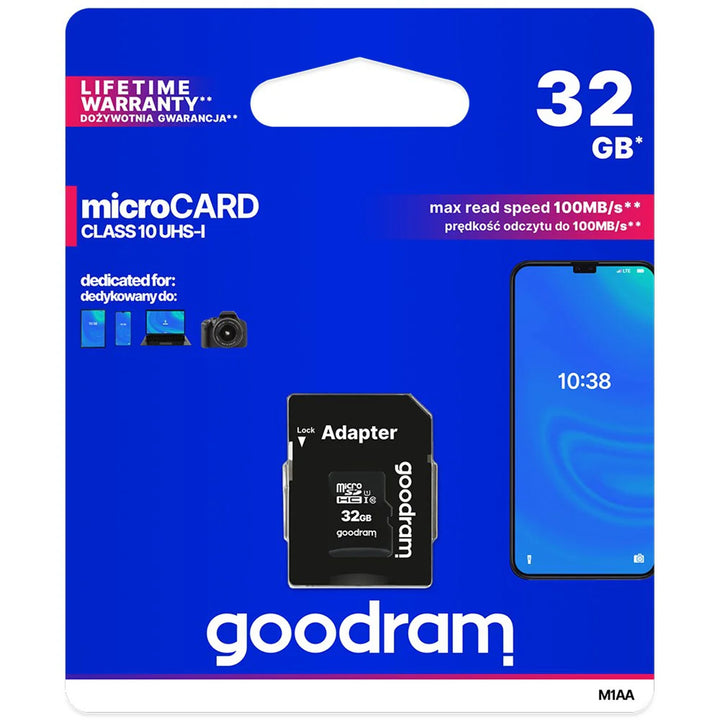 Karta pamięci 32GB microSD + adapter SD class 10 UHS-I Goodram
