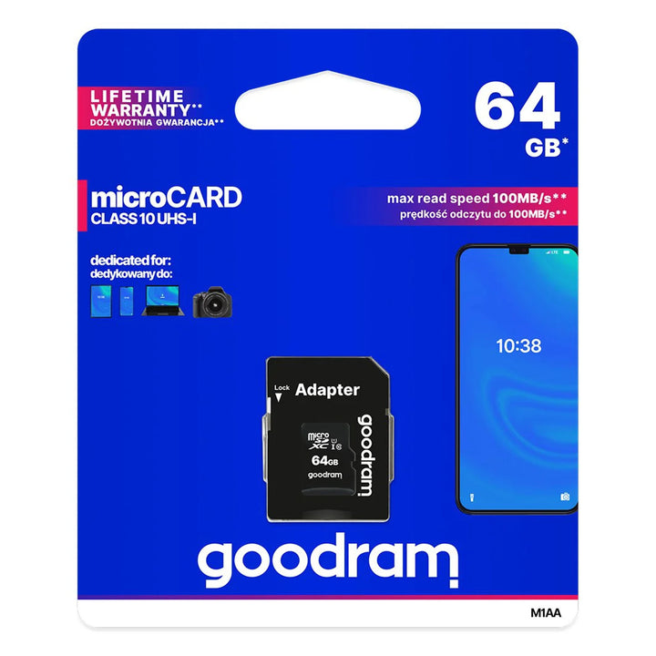 Karta pamięci 64GB microSD z adapterem klass 10 Goodram