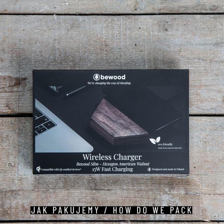 ŁADOWARKA INDUKCYJNA BEWOOD SLIM HEXAGON QI 15W ORZECH