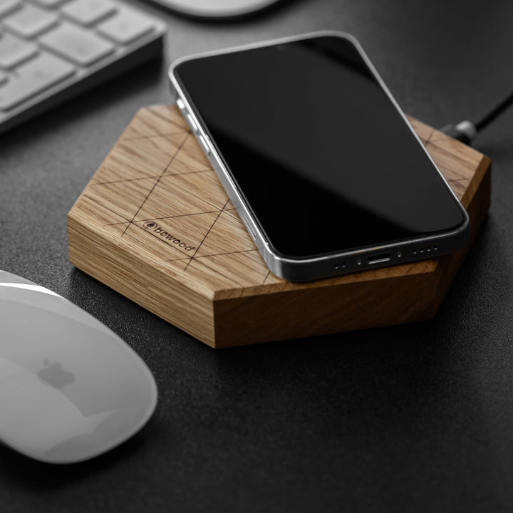 ŁADOWARKA INDUKCYJNA BEWOOD SLIM HEXAGON QI 15W DĄB