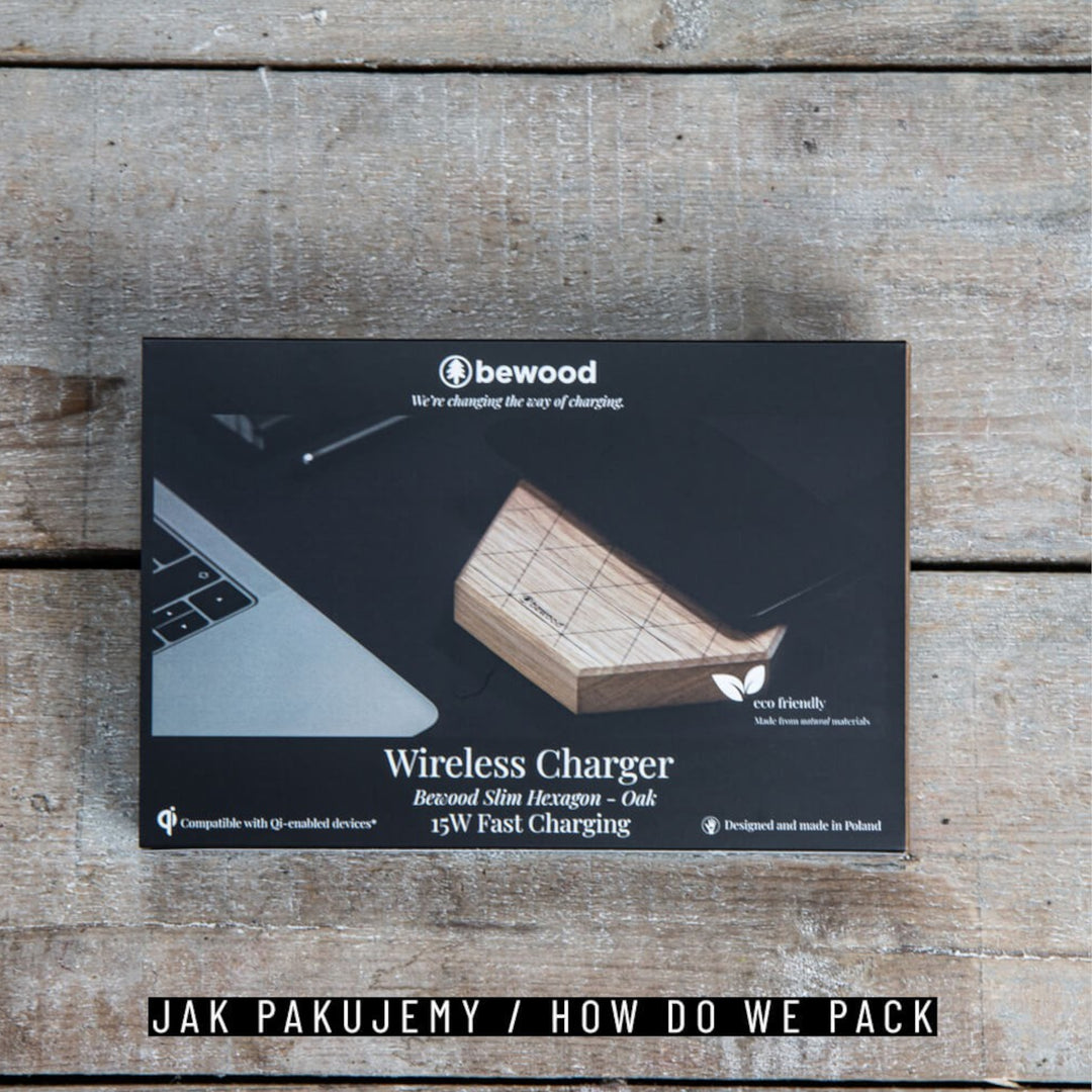 ŁADOWARKA INDUKCYJNA BEWOOD SLIM HEXAGON QI 15W DĄB