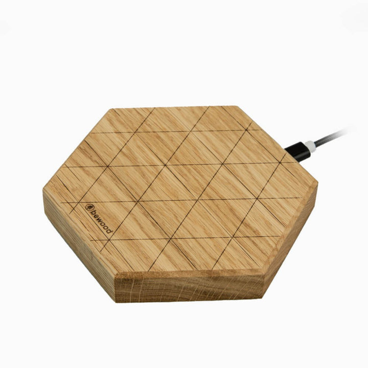 ŁADOWARKA INDUKCYJNA BEWOOD SLIM HEXAGON QI 15W DĄB
