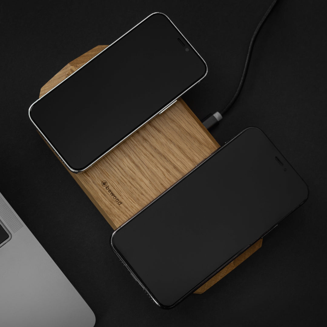 ŁADOWARKA INDUKCYJNA PODWÓJNA BEWOOD DOUBLE QI 10W DĄB