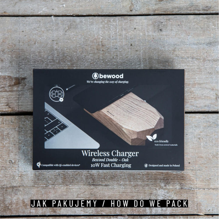 ŁADOWARKA INDUKCYJNA PODWÓJNA BEWOOD DOUBLE QI 10W DĄB