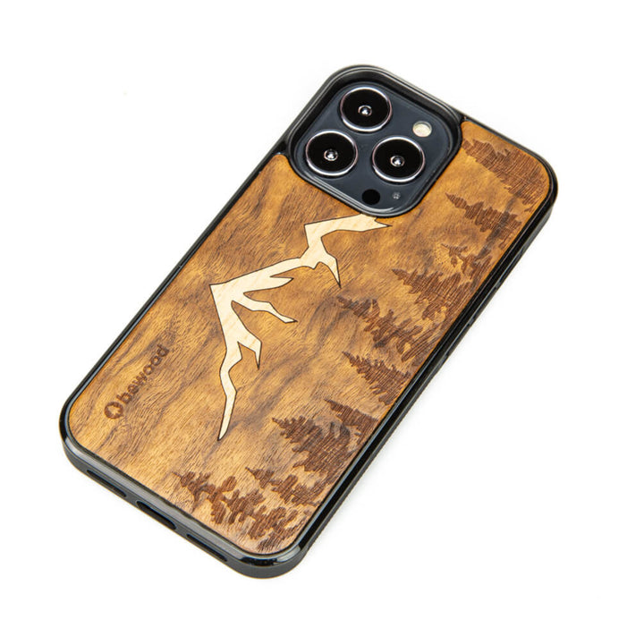 DREWNIANE ETUI IPHONE 13 PRO GÓRY IMBUIA WYSOKIEJ JAKOŚCI