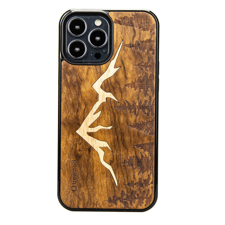 DREWNIANE ETUI IPHONE 13 PRO MAX GÓRY IMBUIA WYSOKIEJ JAKOŚCI