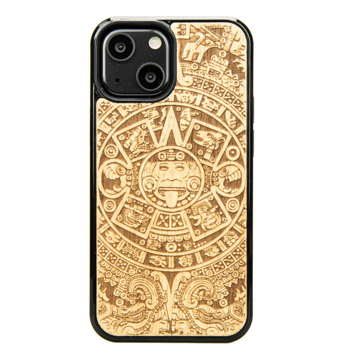 DREWNIANE ETUI IPHONE 13 MINI KALENDARZ AZTECKI ANIEGRE