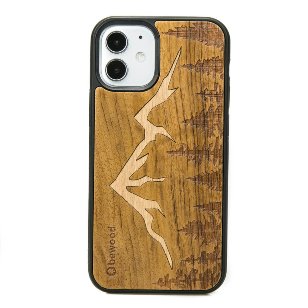 DREWNIANE ETUI IPHONE 12 MINI GÓRY IMBUIA WYSOKIEJ JAKOŚCI