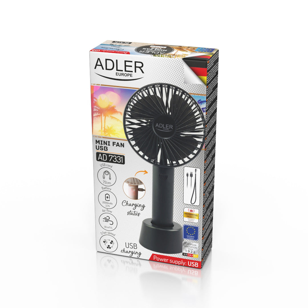 Adler AD 7331b Mini wentylator 9cm/3,5” USB przenośny