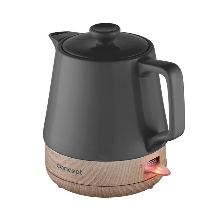 CONCEPT RK0061 UK Electric Ceramic Kettle 1.0L Anthracite & Wood Design Nordic Style 1200W Tea Pot Cordless