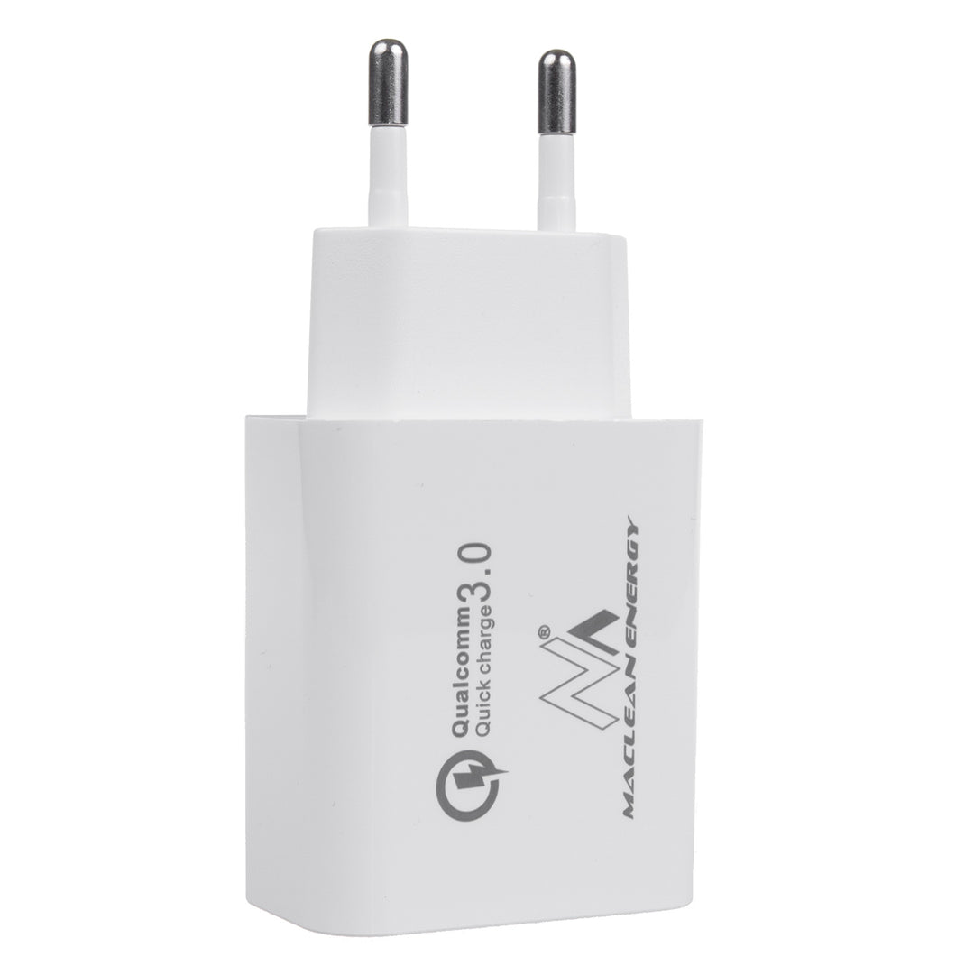 Ładowarka sieciowa 20W Maclean, PD, Power Delivery, Qualcomm Quick Charge, QC 3.0, 5V3A/9V2.22A/12V1.67A, biała, MCE485W