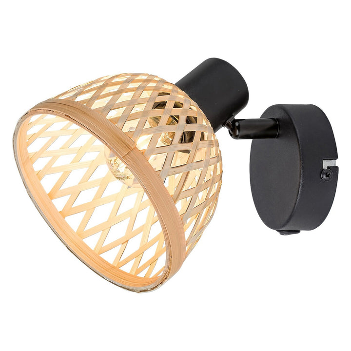 Lampa Rattan,ind.spot.E14 1xMAX15W,black - lampa ścienna