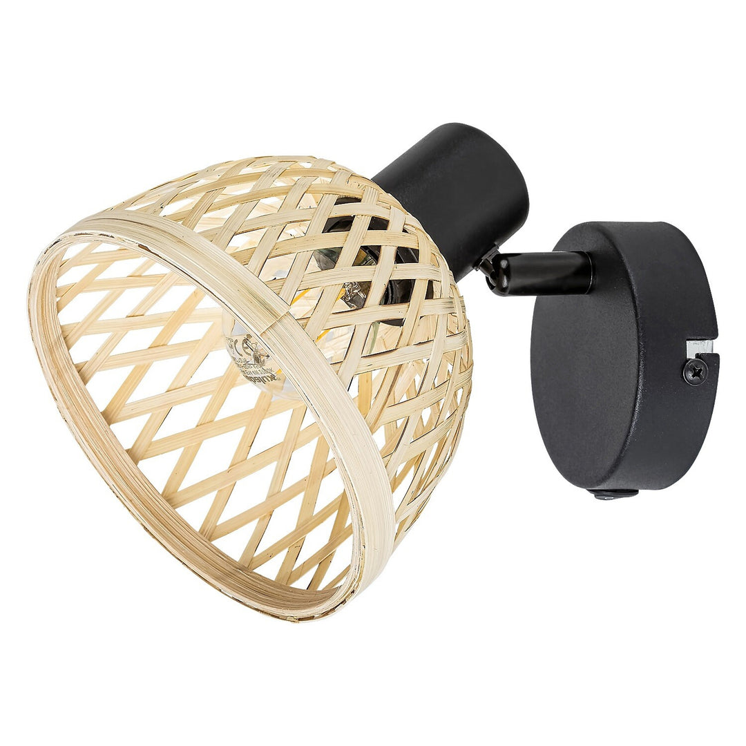 Lampa Rattan,ind.spot.E14 1xMAX15W,black - lampa ścienna