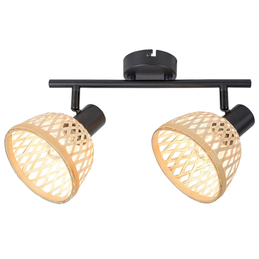 Lampa Rattan,ind.spot.E14 2xMAX15W,black - lampa ścienna