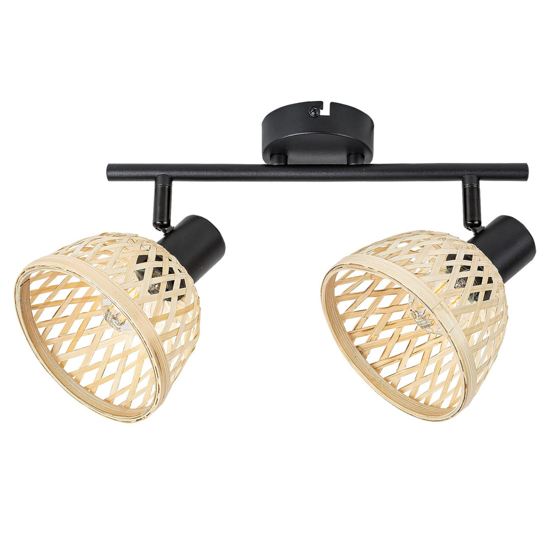 Lampa Rattan,ind.spot.E14 2xMAX15W,black - lampa ścienna