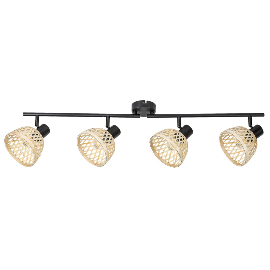 Lampa Rattan,ind.spot.E14 4xMAX15W,black - lampa ścienna