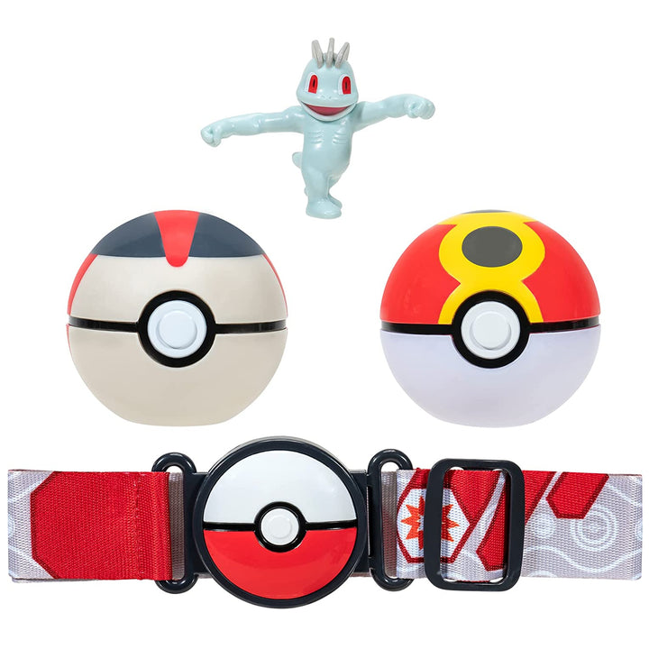Zestaw Pokemon Clip N Go Pokeball Belt z Machop, Repeat Ball, Timer Ball