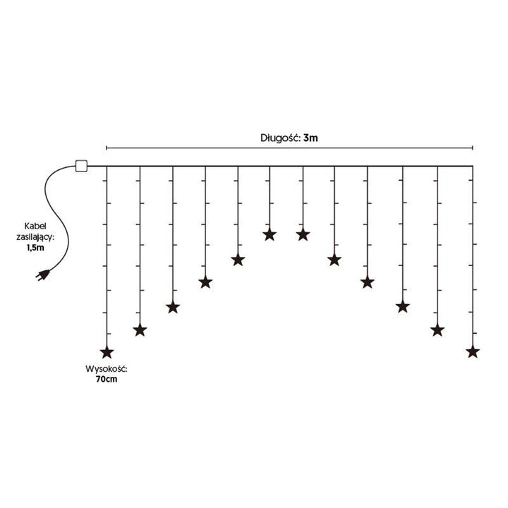 Kurtyna świetlna ML49Z 16 sopli 136 LED 3m Gwiazdki zimne białe