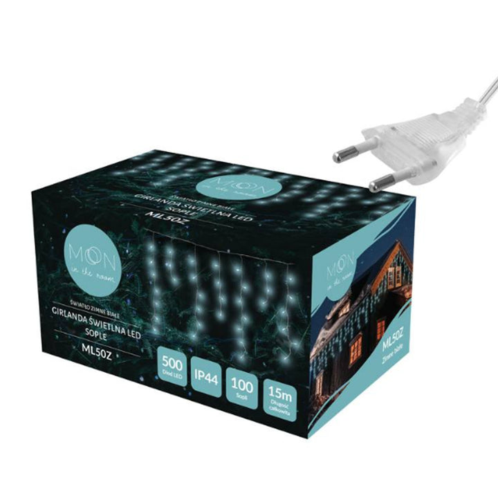 Girlanda świetlna ML50Z 100 sopli 500 Led 15m zimne białe IP44