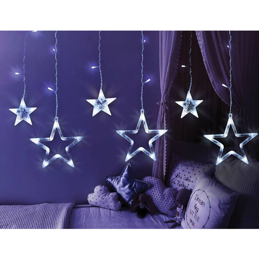 Kurtyna świetlna ML48Z 12 sopli 138 LED 3m Gwiazdki zimne białe
