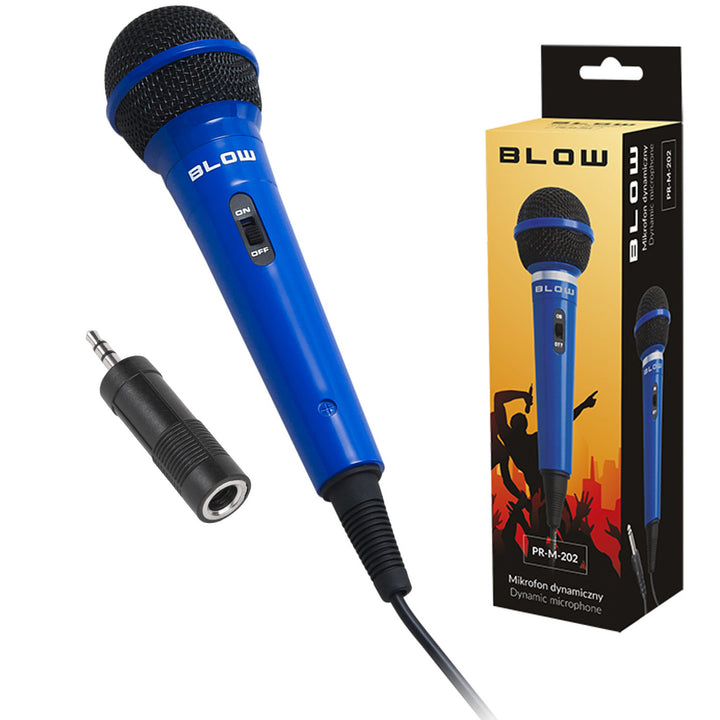 Mikrofon dynamiczny Blow PR-M-202 + adapter jack 6,3mm-minijack Lechpol ZLA0283S czar.