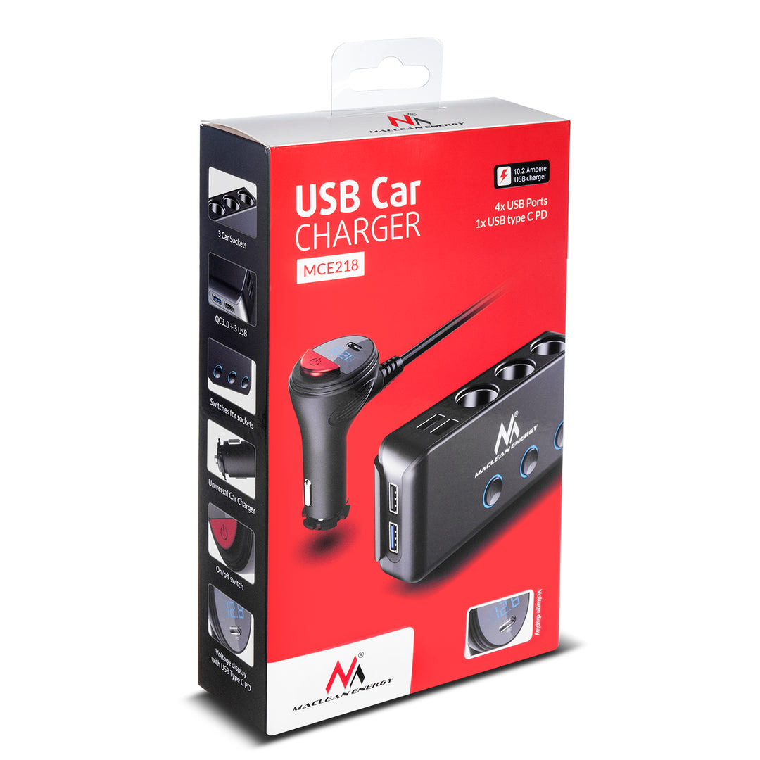 Rozdzielacz gniazda zapalniczki 12-24V 4xusb + kabel